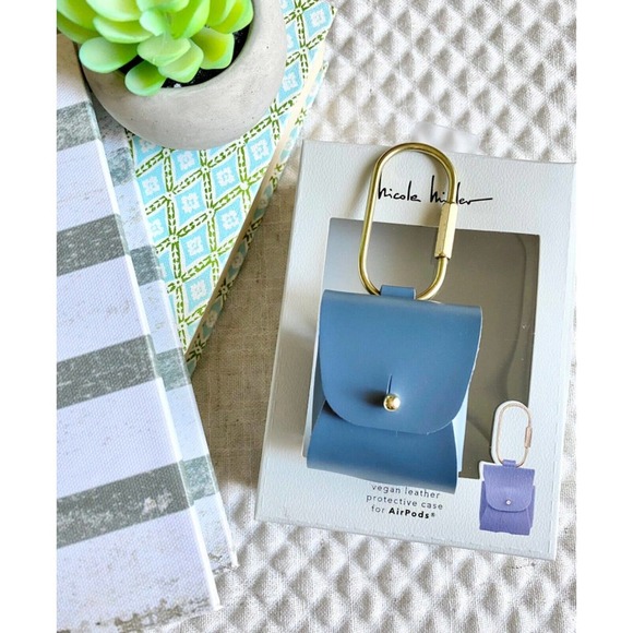 New Nicole Miller Navy Blue Vegan Leather AirPods Case (CASE ONLY, NO AIRPODS) - Picture 1 of 10